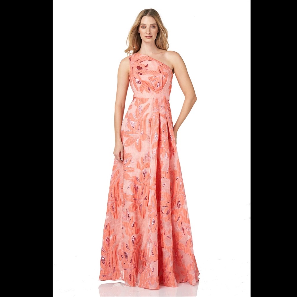 Kay Unger New York One Shoulder Gown - Persimmon (MOB dress!)